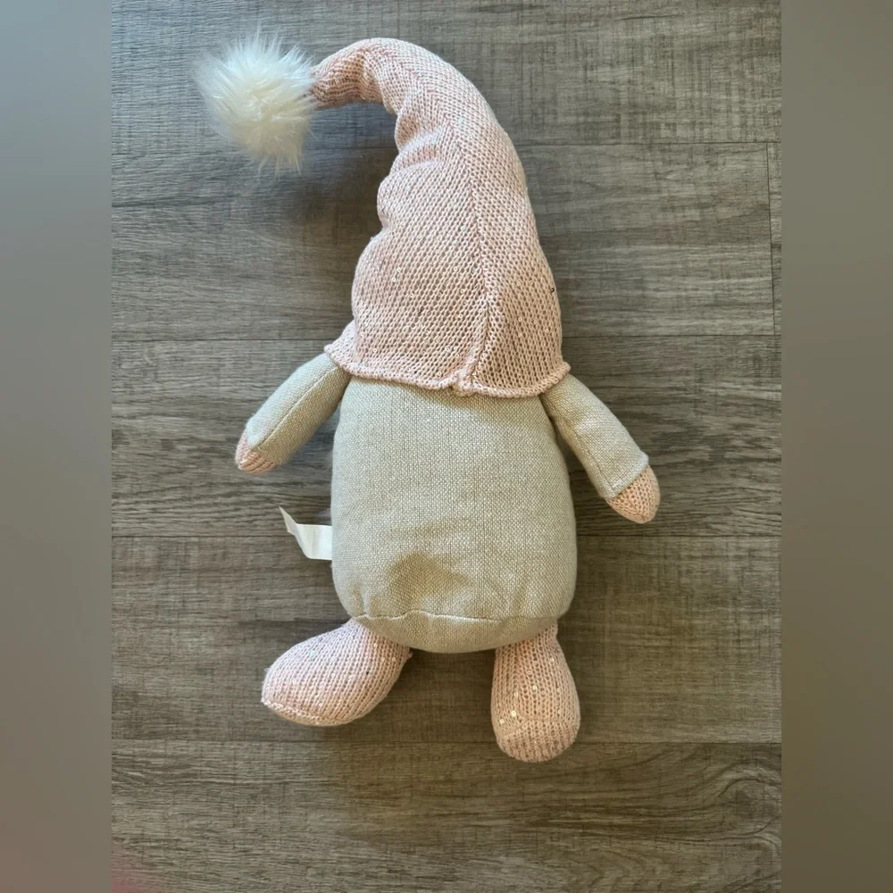 New Adorable Pink and Cream Sparkle Gnome Plush Decor